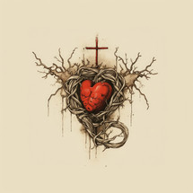 The Sacred Heart, a heart with a cross on the background