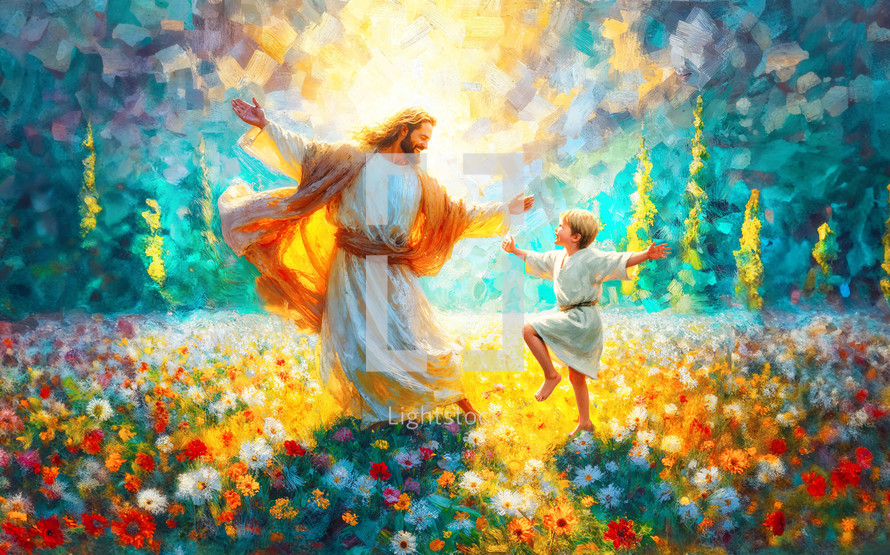 Jesus dances with little boy