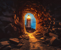 Lighthouse at the end of a tunnel