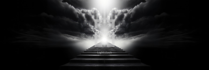 Stairway to heaven. A contemporary interpretation with copy space. "Jacob had a dream in which he saw a stairway resting on the earth, with its top reaching to heaven" Genesis 28