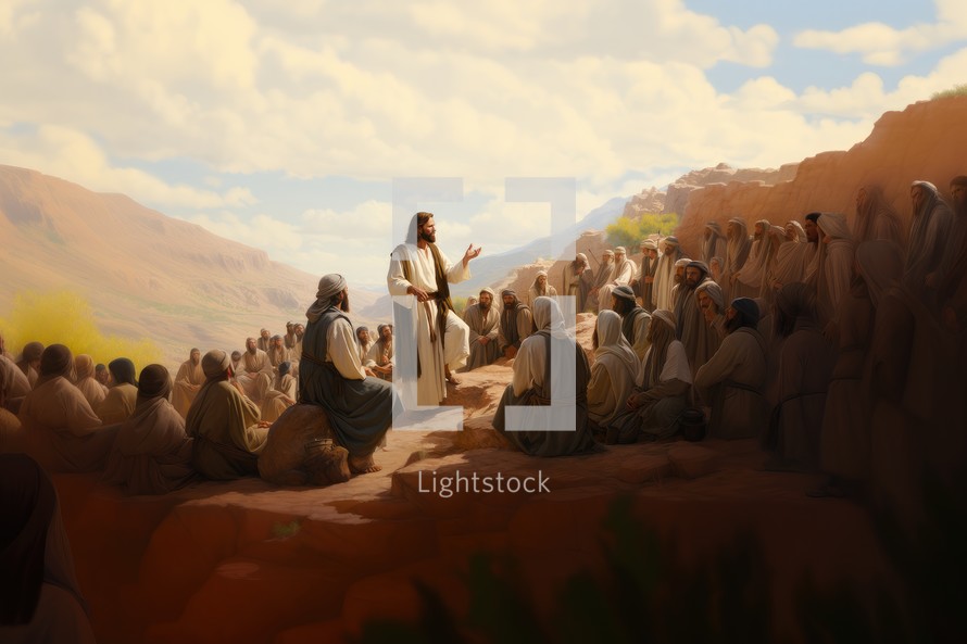 Jesus preaching to his followers