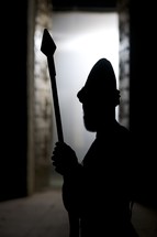 silhouette of a temple guard 