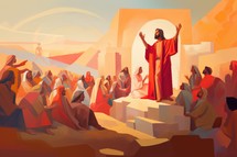 Jesus christ preaching to a crowd