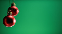 Red Christmas Ball On Green Screen Copy Space Background