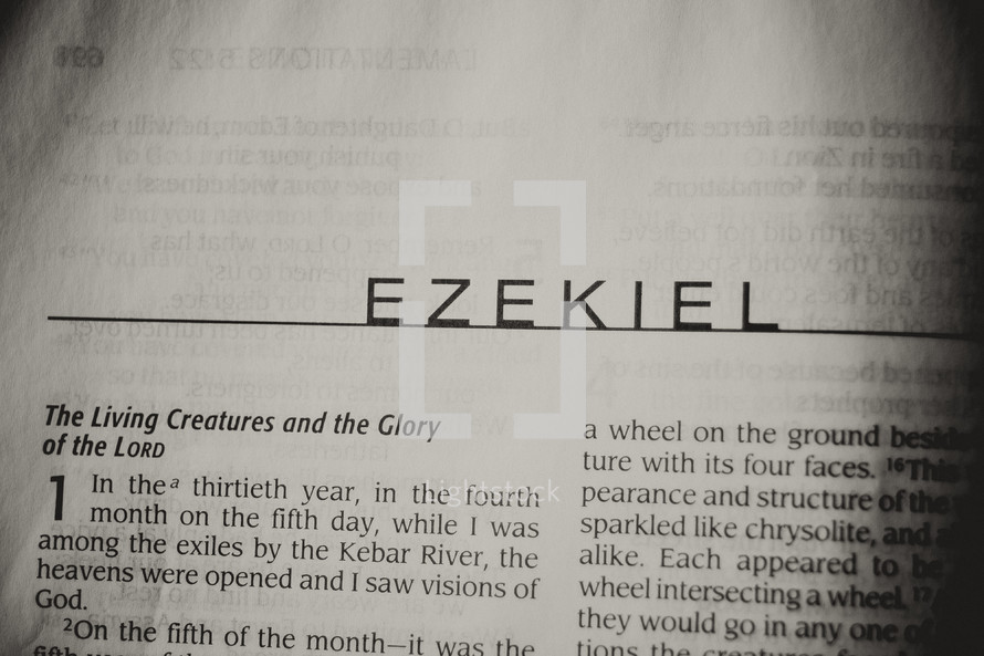 Open Bible in book of Ezekiel