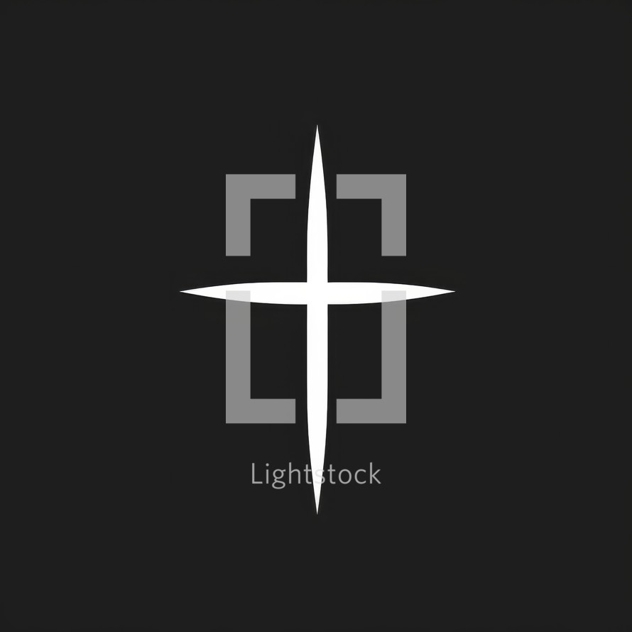 Cross icon on a black background. Christian symbol. Vector illustration.
