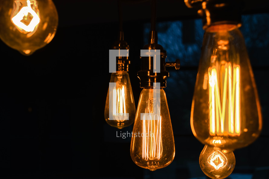 glowing Edison bulbs 