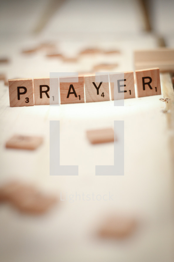 word prayer from scrabble pieces 