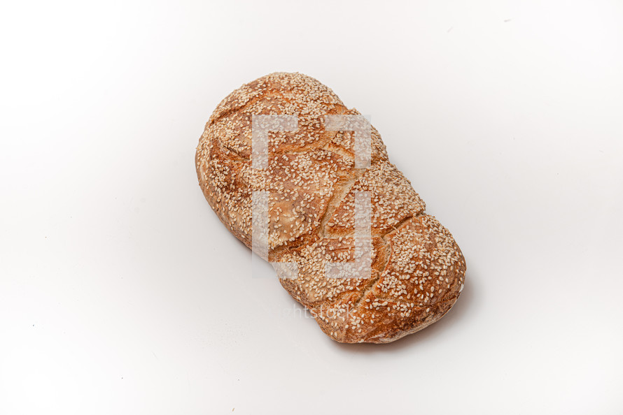 craft bread on a white isolated background with empty place for text