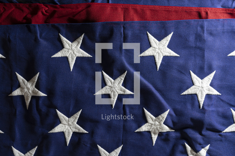 Stars on a folded American flag