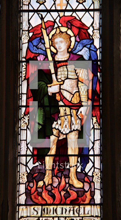 St Michael stained glass window 