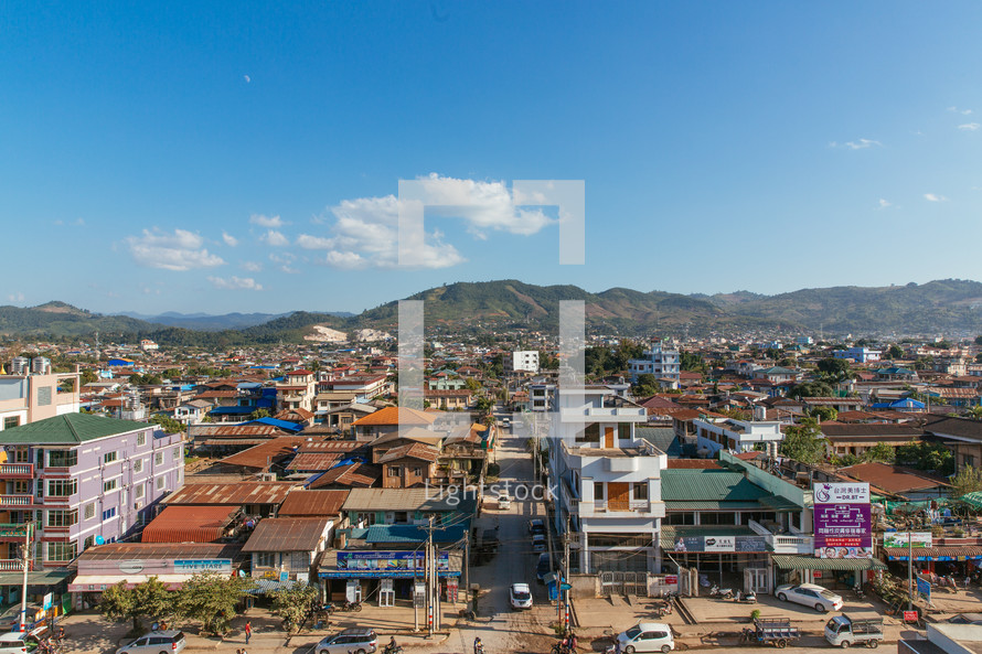 City landscape in Lashio, Myanmer