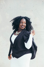 portrait of a young African American woman in a blazer 