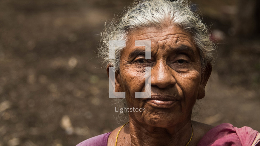 face of an Elderly woman in India 