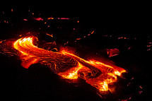flowing magma and lava 