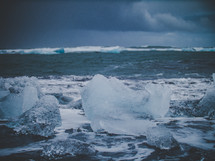 ice chunks on a shore 