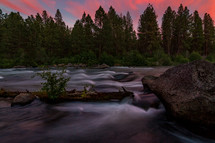 river rapids at sunset 