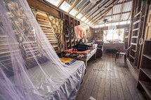 cabin with mosquito nets in Honduras 