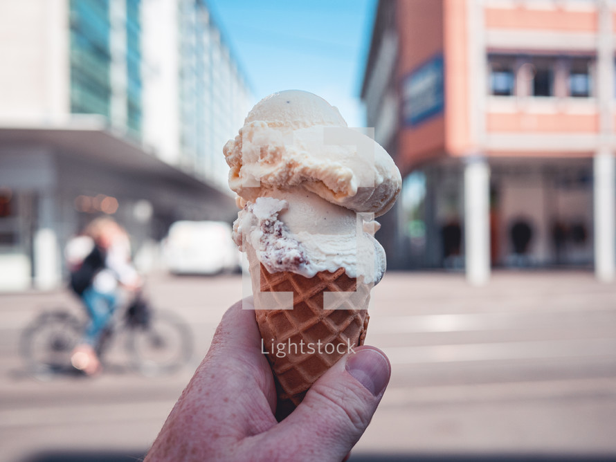 an ice-cream cone in the city