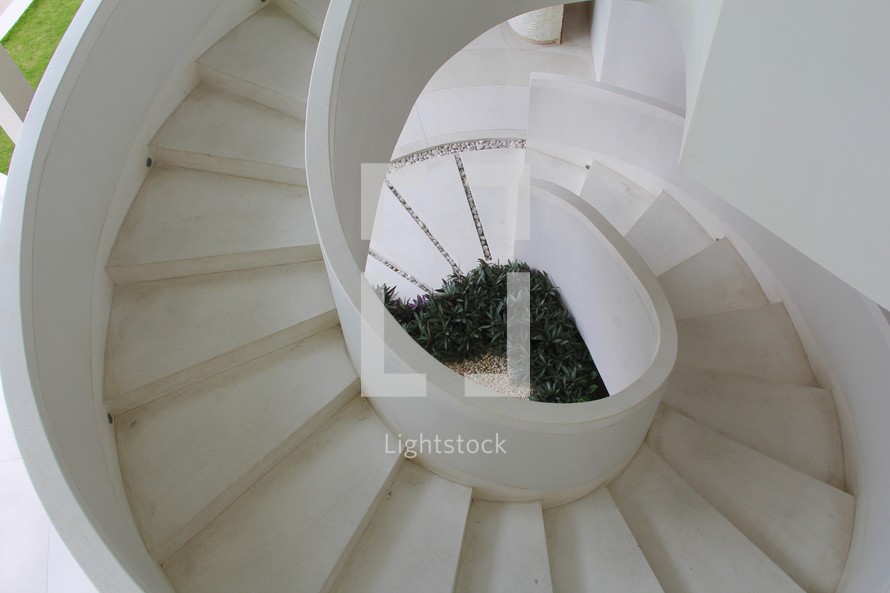a white spiral staircase