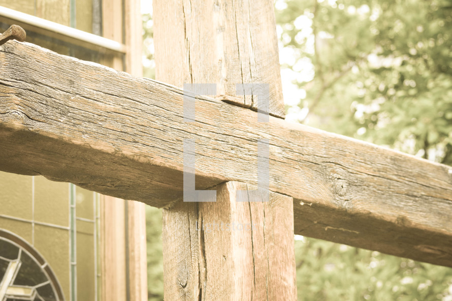 center of a wooden cross