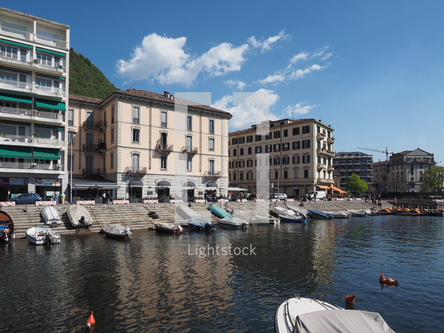 COMO, ITALY - CIRCA APRIL 2017: View of Lago di Como (Lake Como)