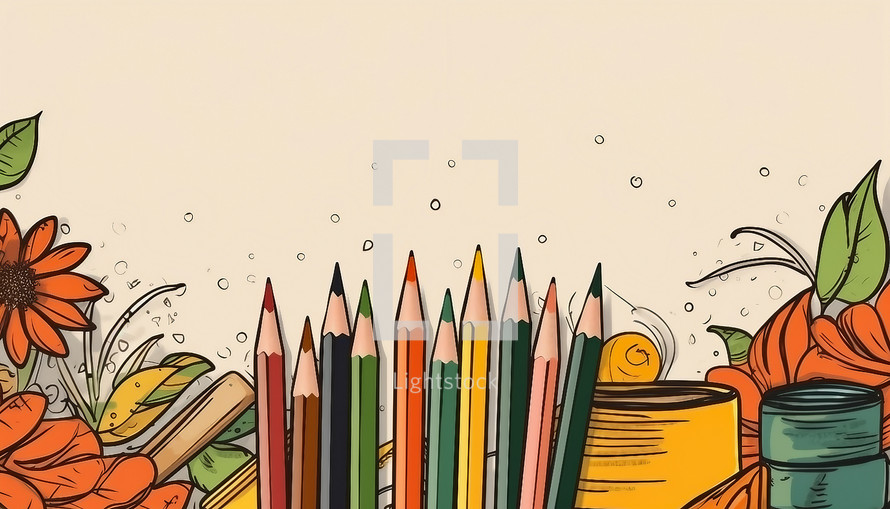Back to school art pencil with copy space