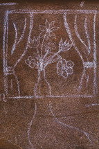 sidewalk chalk drawing of fflowers 