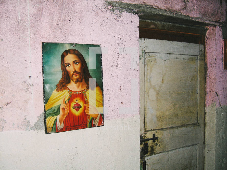 Picture of Jesus hanging on wall