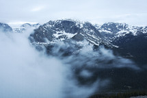 mountain peaks above the clouds 