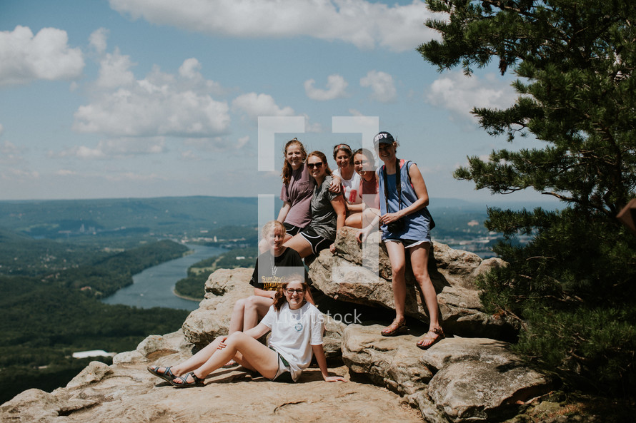 teen girls on a mountaintop 