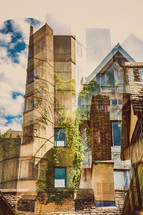 double exposure city and suburbs 