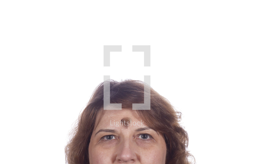 a woman with ashes on her forehead 