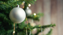 Christmas tree with silver ball as decoration