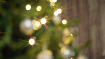 Blurred Christmas tree background with copy 