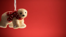 Bear Christmas decoration on red background