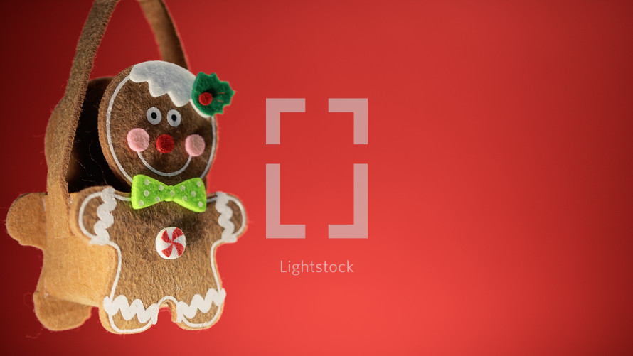 Gingerbread Decoration on red background