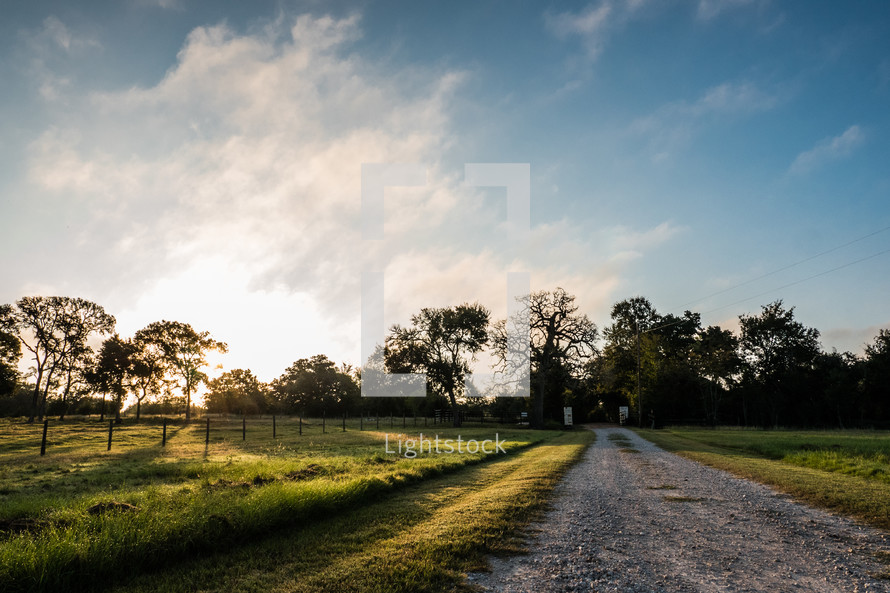 gravel road and farm land 