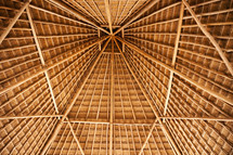 bamboo wood beams in a ceiling 