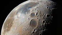 Moon in outer space showing the texture and detail of its surface.