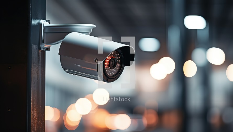 CCTV security camera in office building. 