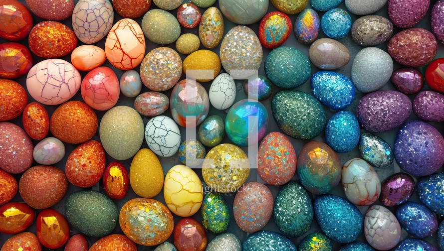 A Vibrant Collection of Decorated Easter Eggs