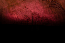 red sky and Good Friday crosses 