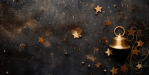 Christmas and New Year background with golden stars on a dark background.