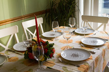 a table set for thanksgiving dinner 