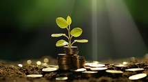 Investment concept, Coins growing on coins,Business growth concept.