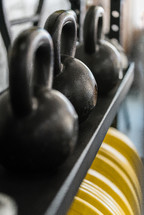 kettle bell weights at a gym 