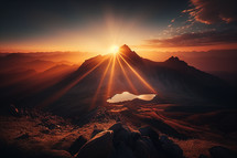 Mountain with Sun Rays