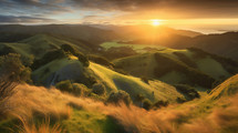 Sunset over Hills and Valleys