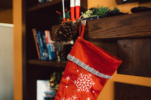 Christmas stocking on a mantle 